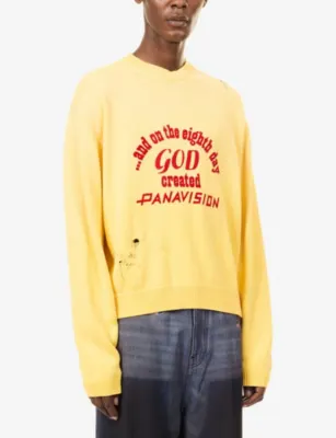 PALY HOLLYWOOD Eden Roc Crew-Neck Cotton Sweatshirt in YELLOW, additional product view 3