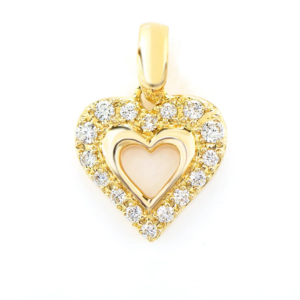 For Him Open Heart Halo Diamond Pendant in Yellow Gold / Natural Diamond – Pendant