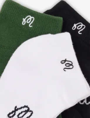 MALBON Branded Set of Three Cotton-Blend Socks in MULTI, additional product view 2