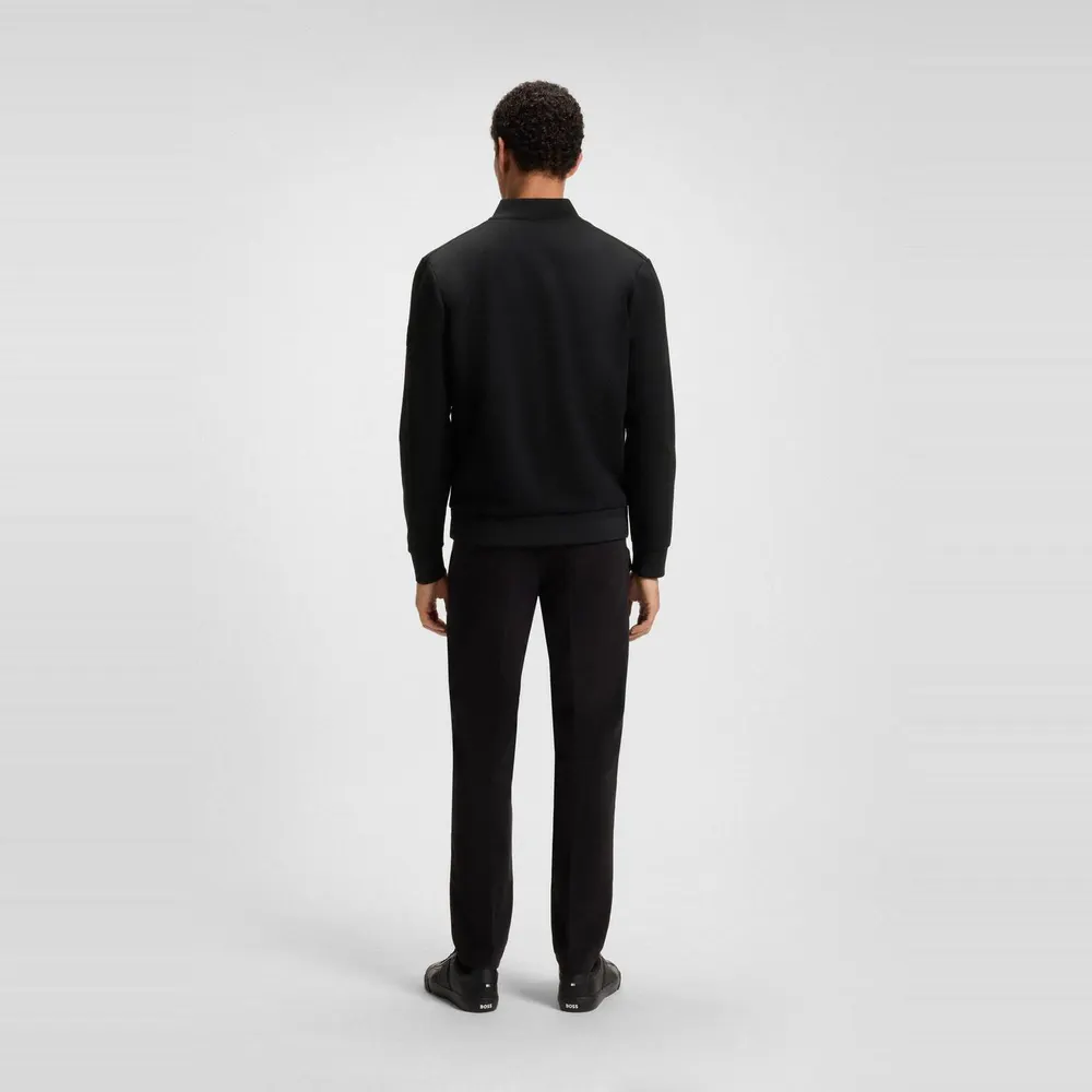 Boss Men's Skiles 100 Boss Black Cotton Long-Sleeve Full-Zip Fleece Top detail 3