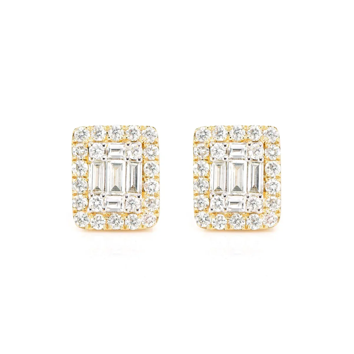 For Him Halo Diamond Baguette Stud Earrings 0.70ctw in Rose Gold / Lab Grown Diamond – Earring