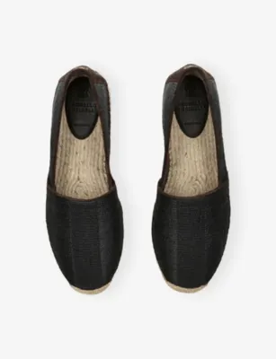 BRUNELLO CUCINELLI Jute-Sole Woven and Suede Espadrilles - EUR 40 / 6 UK MEN in BLACK/COMB, additional product view 2