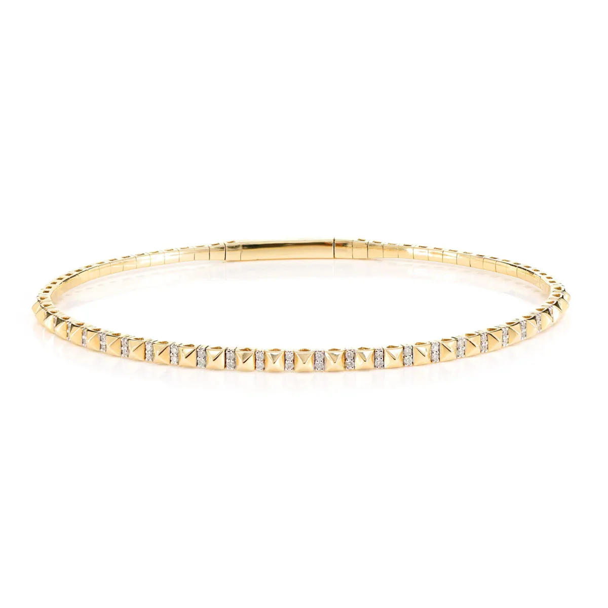 For Him Pointed Square Diamond Flex Bangle Bracelet in Rose Gold / Medium / Natural Diamond – Bracelet