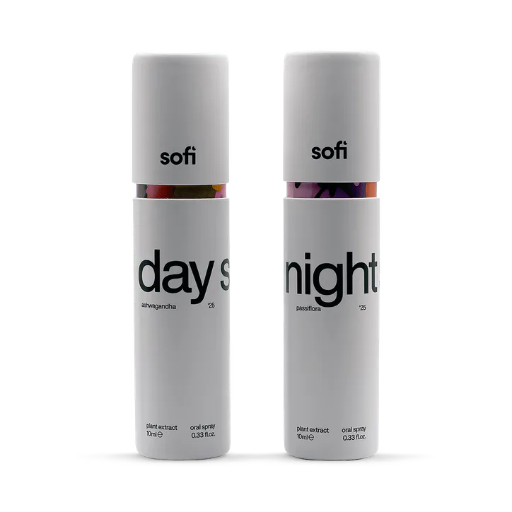sofi night + day oral spray duo for stress and sleep 20ml