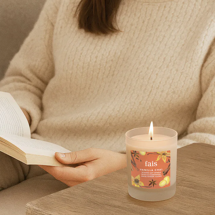 Fais Vanilla Chai Scented Soy Candle with Vanilla, Cinnamon, Anis, Ginger & Clove – Home Fragrance – 154g detail 2