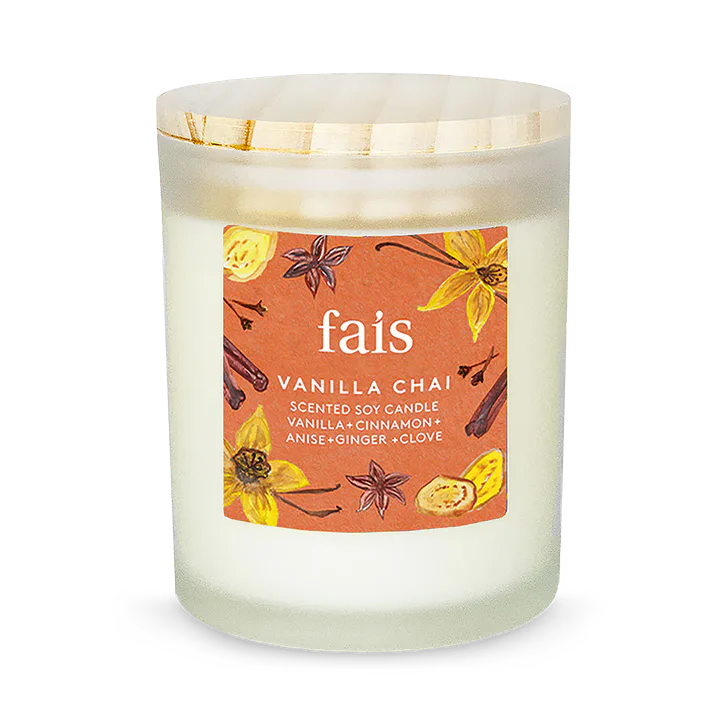 Fais Vanilla Chai Scented Soy Candle with Vanilla, Cinnamon, Anis, Ginger & Clove – Home Fragrance – 154g
