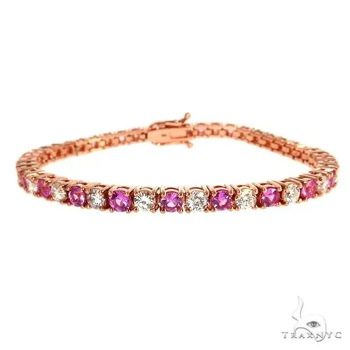 PIA - For Him GEMSTONES 20 Pointer Pink Sapphire Diamond Tennis Bracelet 67814