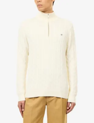 GANT Half-Zip Cable-Knit Cotton Jumper detail 3