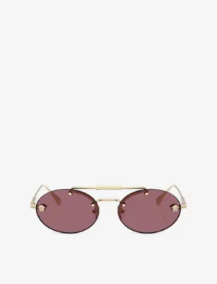 VERSACE VE2295 Oval-Frame Metal Sunglasses