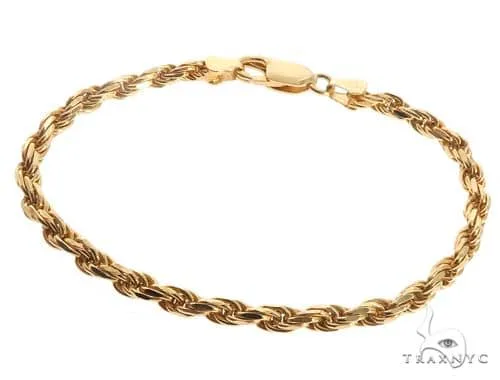 JALGAS - SKYLINE JEWELRY 10K Yellow Gold Semi-Solid Rope Bracelet 8 Inches 4.7mm 67438 in Yellow / 7 Inches – Bracelet