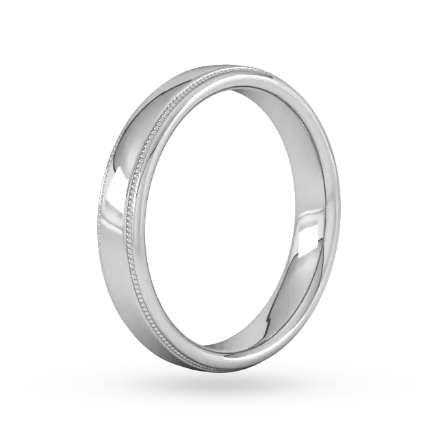For Him 4mm Slight Court Extra Heavy Milgrain Edge Wedding Ring In 18 Carat Yellow Gold detail 2