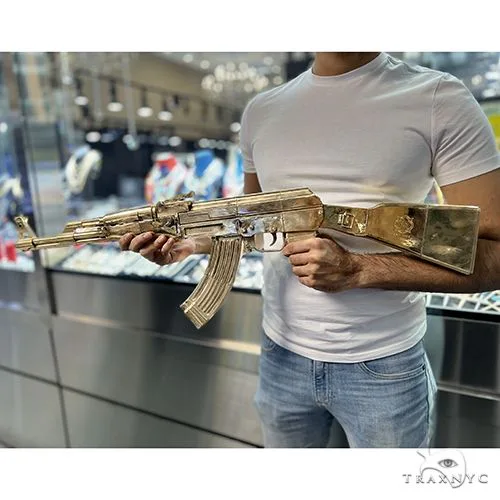 RINA - For Him CUSTOM Life Size Ak 47 Recreated in 14K Yellow Gold -Not Real Weapon 69075 – Collectible