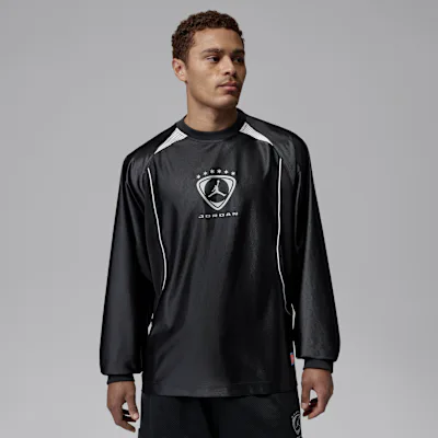 Jordan Brooklyn Men's Long-Sleeve Goalie Top - Black/White/Metallic Silver