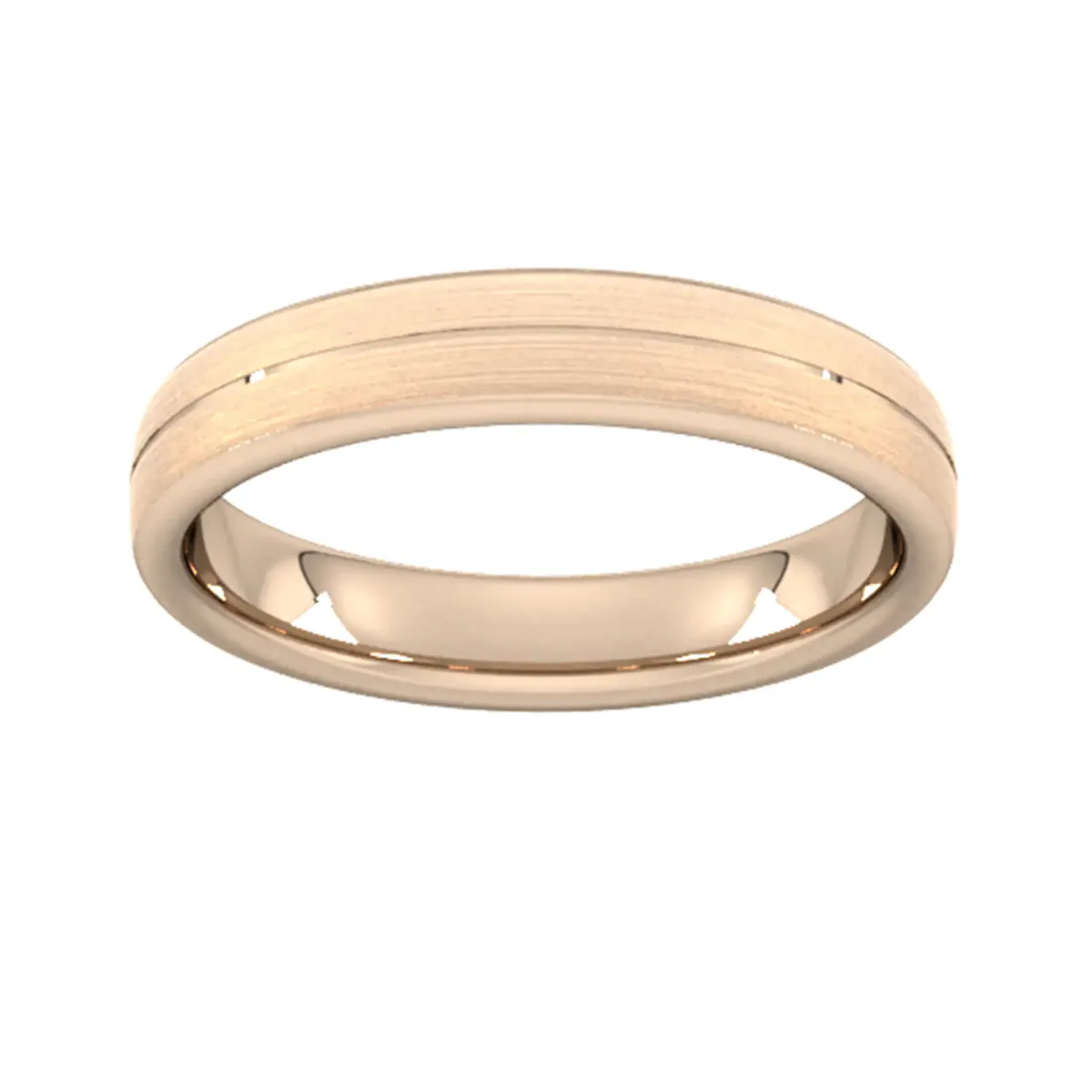 For Him 4mm Slight Court Standard Centre Groove With Chamfered Edge Wedding Ring In 18 Carat Rose Gold