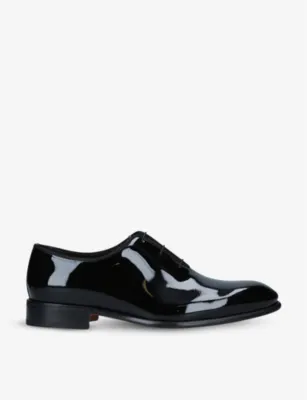 SANTONI Carter patent-leather Oxford shoes - EUR 41 / 7 UK MEN in BLACK – Mens | Smart shoes | Oxford shoes
