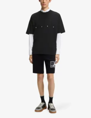 HUGO Brand-Print Oversized-Fit Cotton-Jersey T-Shirt detail 2