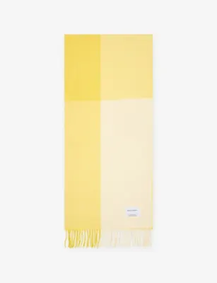 THE INOUE BROTHERS Fringed Colour-Block Brushed Alpaca-Wool Scarf - Yellow Block detail 2
