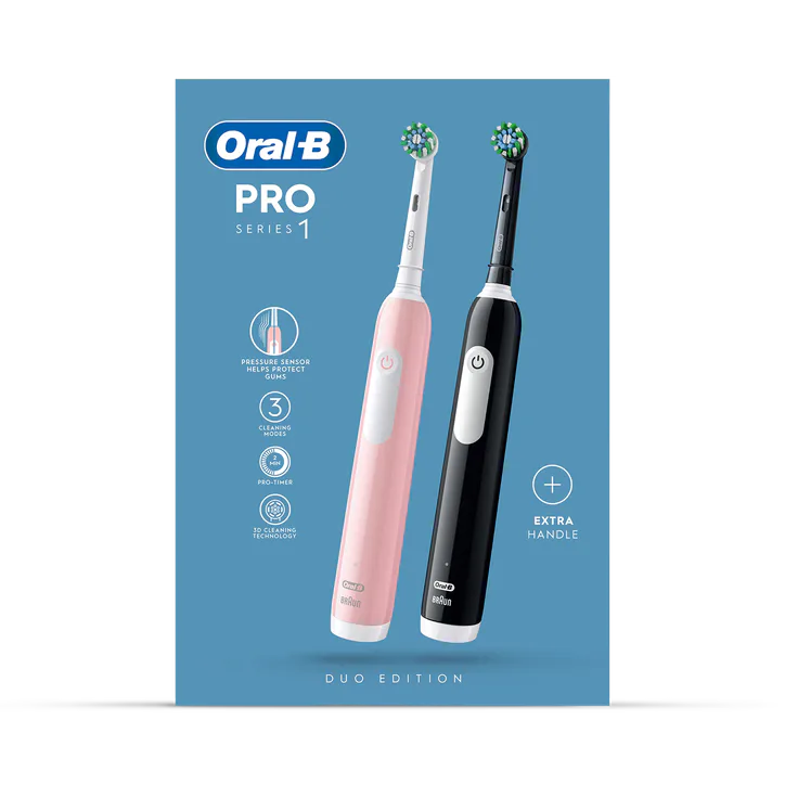 ORAL-B Pro Series 1 Pink & Black Electric Toothbrushes, Designed By Braun