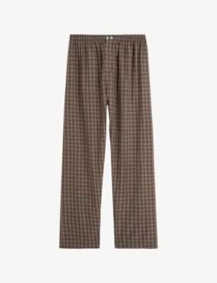 TEKLA Checked Cotton Pyjama Bottoms - Lanegan Checks detail 2