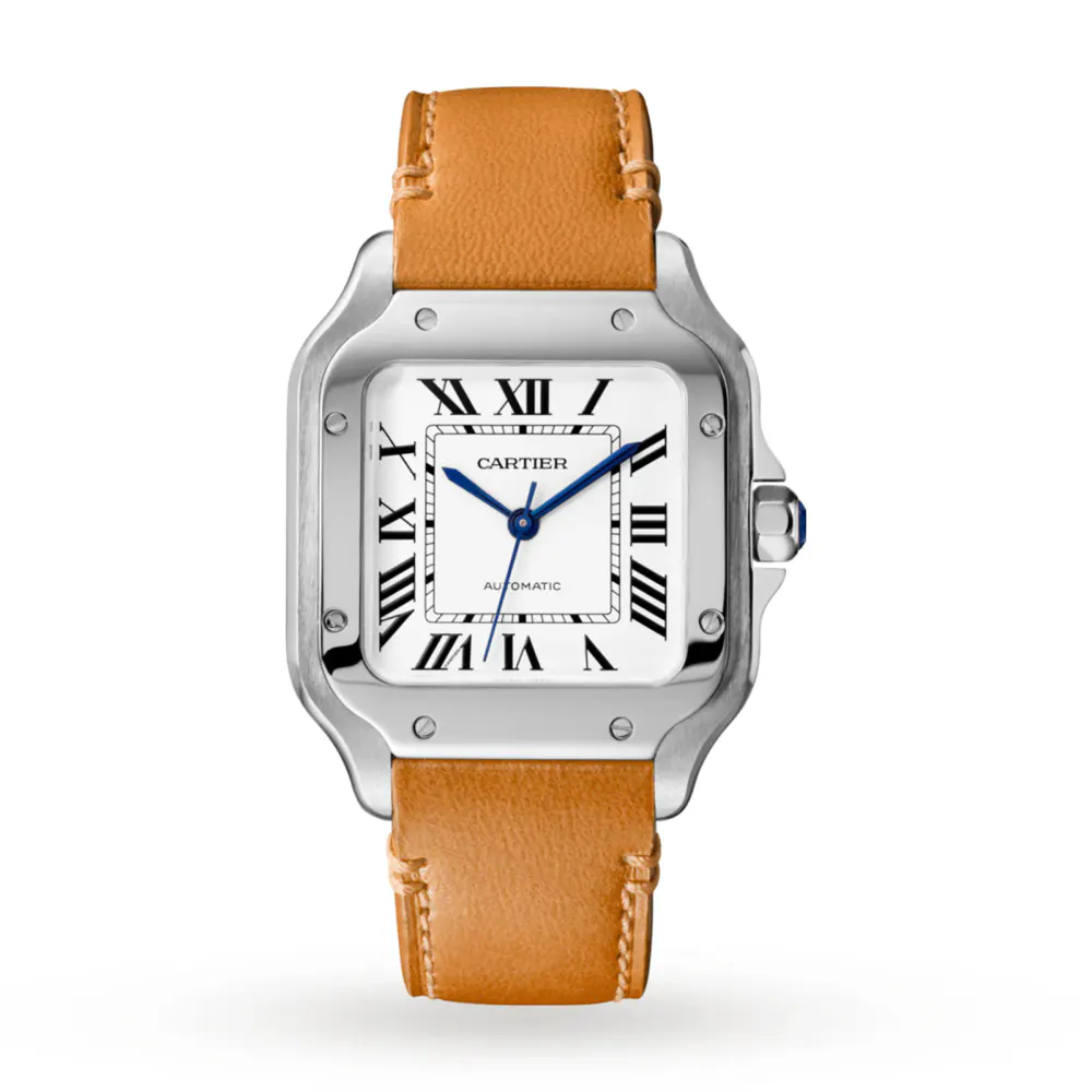 Cartier Santos De Cartier Watch Medium Model, Automatic Movement, Steel, Interchangeable Metal And Leather Bracelets detail 2