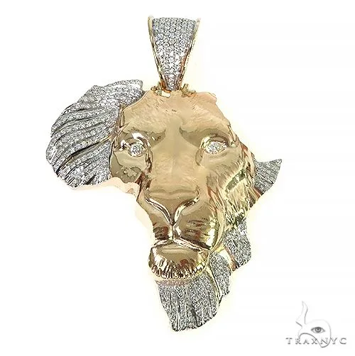 RINA - For Him CUSTOM Custom Made African Diamond Lion Face Pendant 66496 in Rose Gold – Pendant