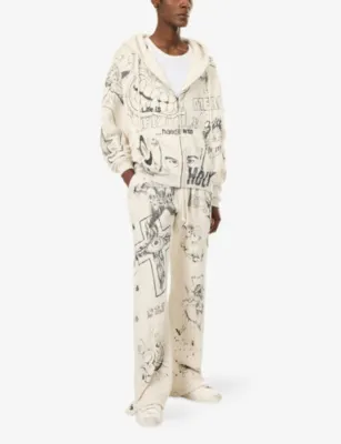 HELLSTAR Graffiti Mirror Straight-Leg Cotton-Jersey Jogging Bottoms detail 2