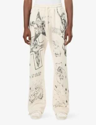 HELLSTAR Graffiti Mirror Straight-Leg Cotton-Jersey Jogging Bottoms detail 3