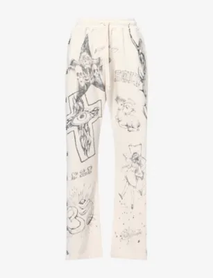 HELLSTAR Graffiti Mirror Straight-Leg Cotton-Jersey Jogging Bottoms
