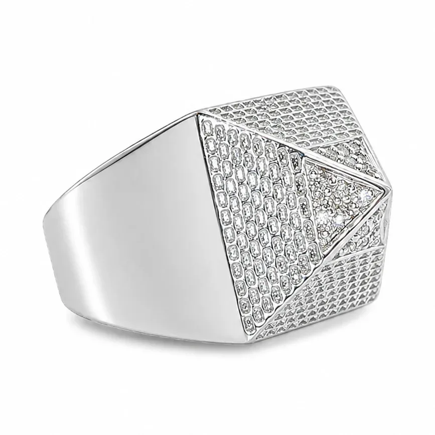 MARYAM - For Him Factory (Mass Production) .925 Silver Pyramid Diamond Ring 67419 in 10 – Ring