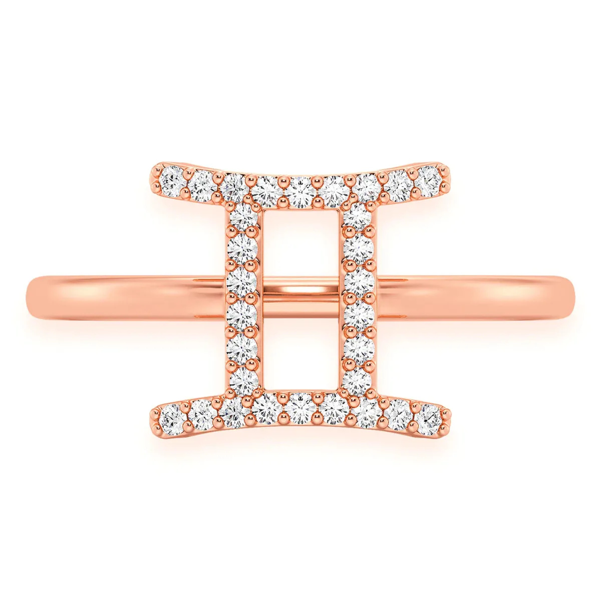 For Him Zodiac Diamond Ring in Gemini / Rose Gold / Natural Diamond – Ring