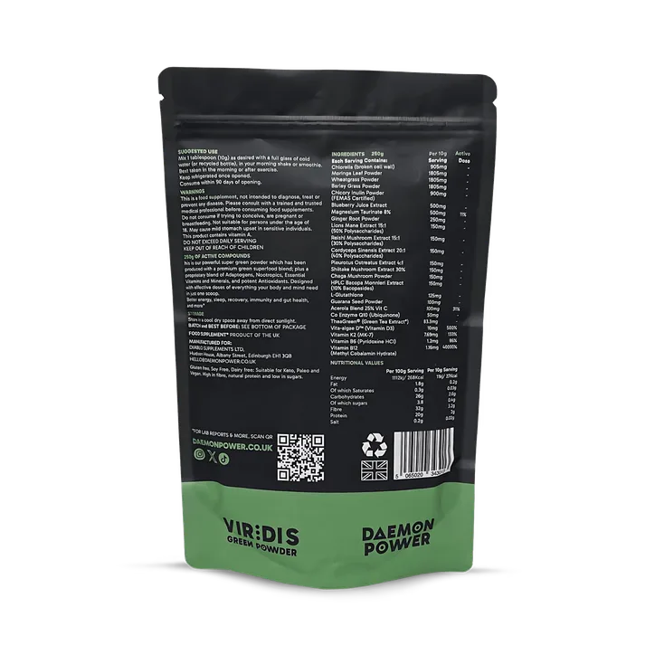DAEMON POWER VIRIDIS greens powder 250g, additional product view 2