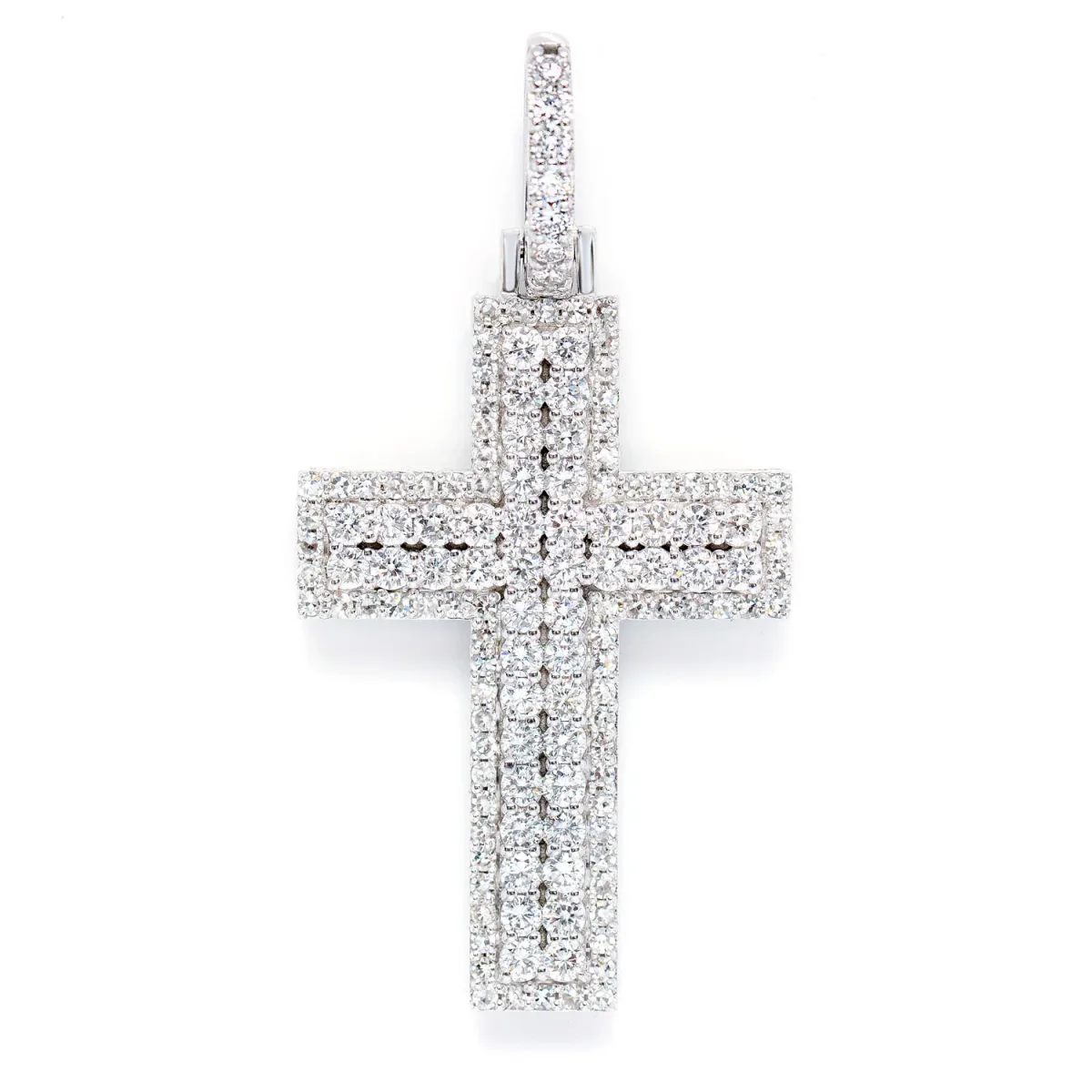 For Him Sterling Silver Double Layer Cross Lab Diamond Pendant in 925 Sterling Silver – Pendant