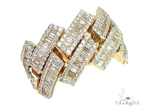 RINA - For Him FACTORY 14K Yellow Gold Baguette Diamond Cuban Ring 66131 – Ring