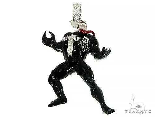MARYAM - For Him SILVER Black Enamel Silver Diamond Venom Pendant 66366 – Pendant