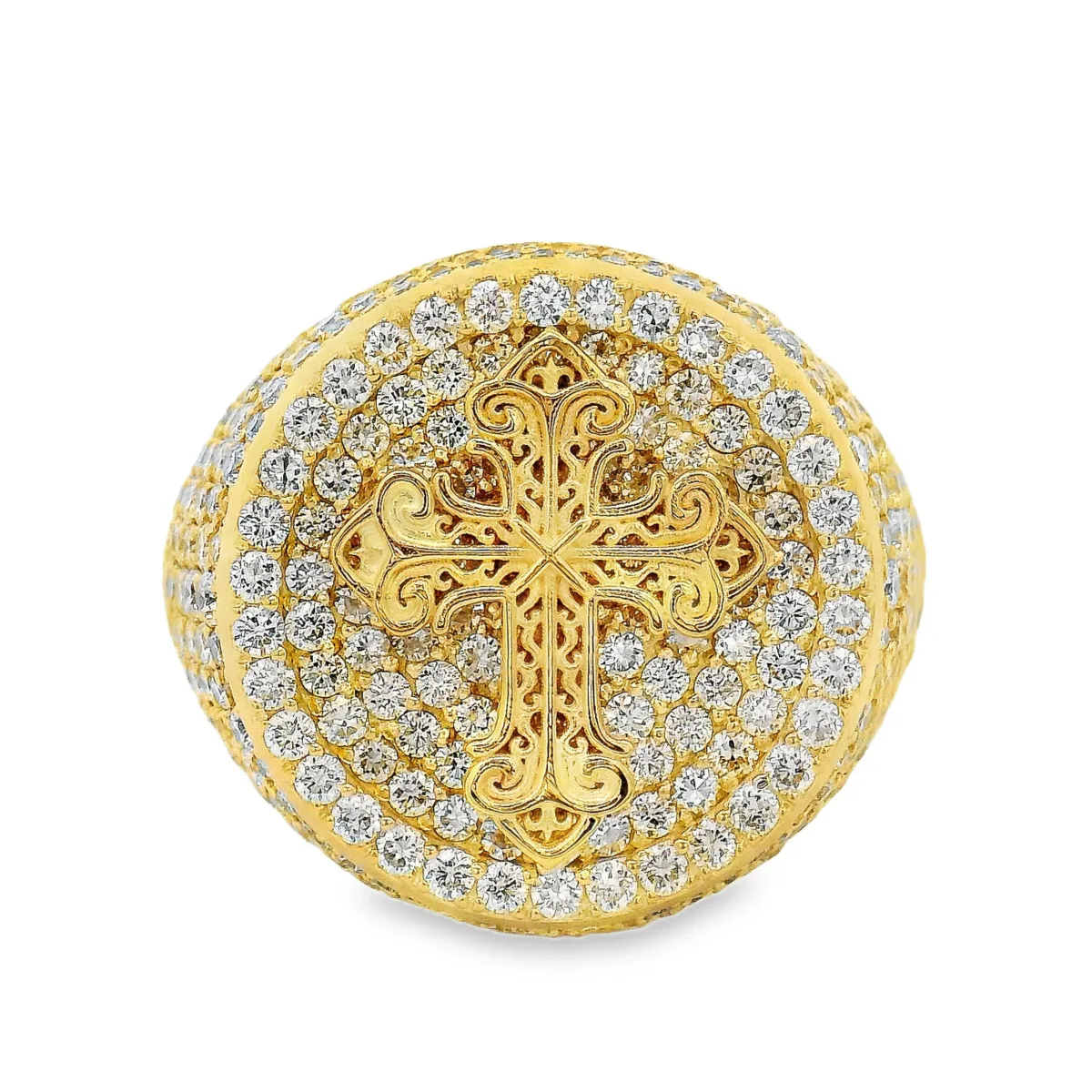 RINA - For Him CUSTOM 10K Gold Circular Cross Mens Ring Set With Lab Diamonds 70999 in Rose – Ring