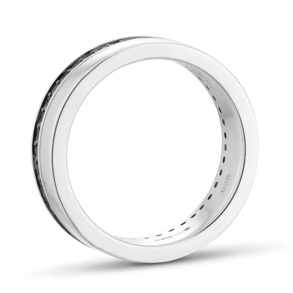 For Him Sterling Silver Black Sapphire Set Ring detail 3