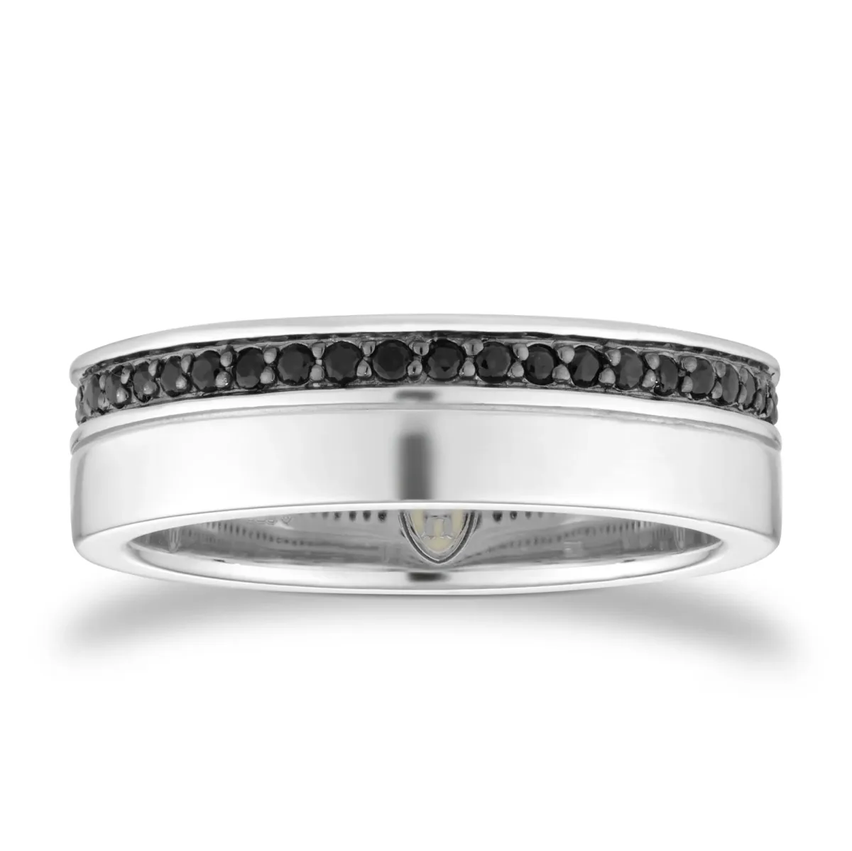 For Him Sterling Silver Black Sapphire Set Ring