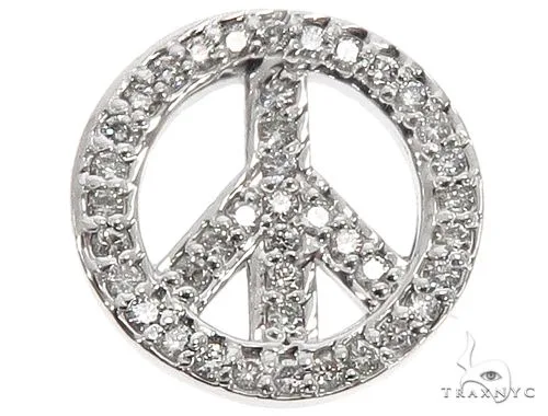 RINA - For Him FACTORY 14k White Gold Diamond Peace Symbol Pendant 64672 in White Gold – Pendant