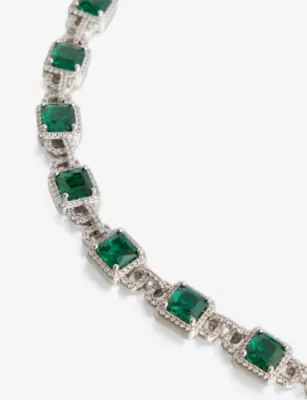 DARKAI Mariner 18ct White-Gold Plated Stainless-Steel, Brass and Emerald Necklace detail 3