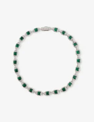 DARKAI Mariner 18ct White-Gold Plated Stainless-Steel, Brass and Emerald Necklace