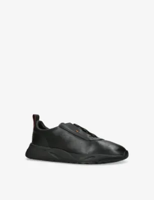 SANTONI Innova Leather Low-Top Trainers - EUR 46 / 12 UK MEN in BLACK, additional product view 3