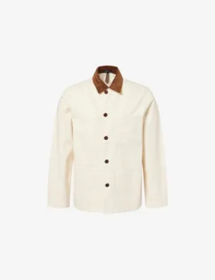 DRAKES Fatigue Contrast-Collar Cotton-Twill Jacket