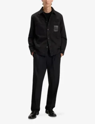 HUGO Brand-Patch Oversized-Fit Denim Shirt detail 2