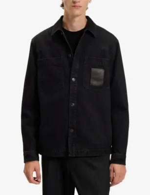 HUGO Brand-Patch Oversized-Fit Denim Shirt detail 3