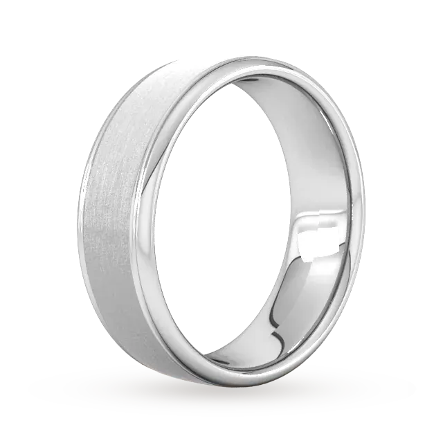 For Him 7mm Slight Court Heavy Matt Centre With Grooves Wedding Ring In 18 Carat Yellow Gold detail 2