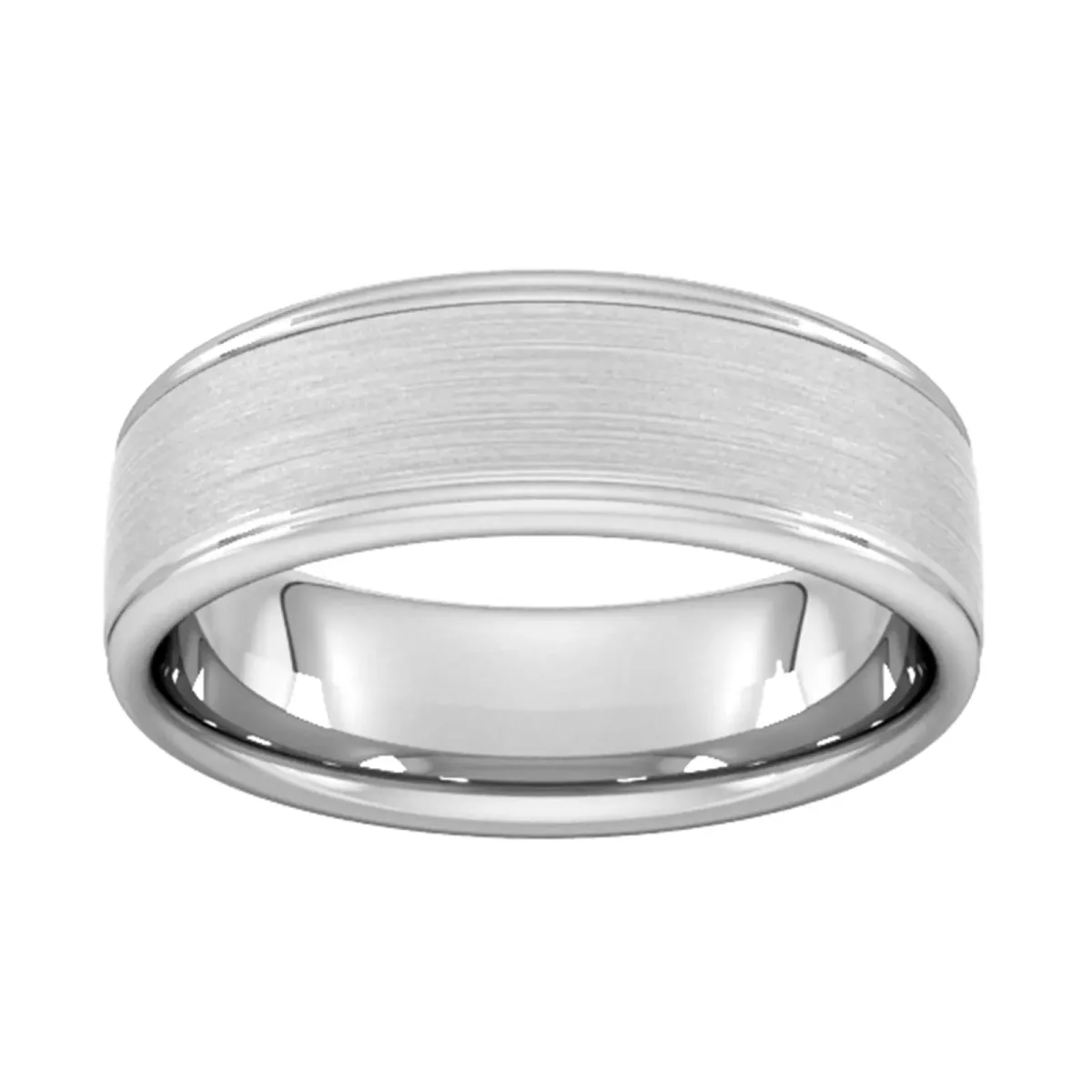 For Him 7mm Slight Court Heavy Matt Centre With Grooves Wedding Ring In 18 Carat Yellow Gold