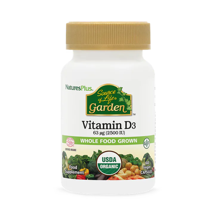 NaturesPlus Source of Life Garden Organic Vitamin D3 2500IU 60 Capsules