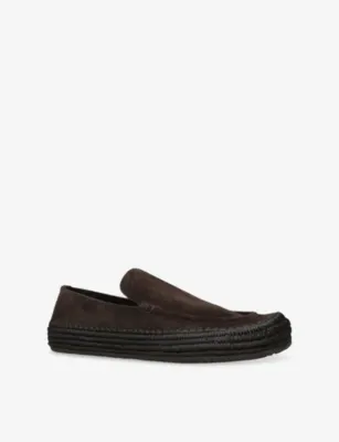LOEWE Rio Suede And Raffia Loafers - EUR 42 / 8 UK MEN in DARK BROWN, additional product view 3