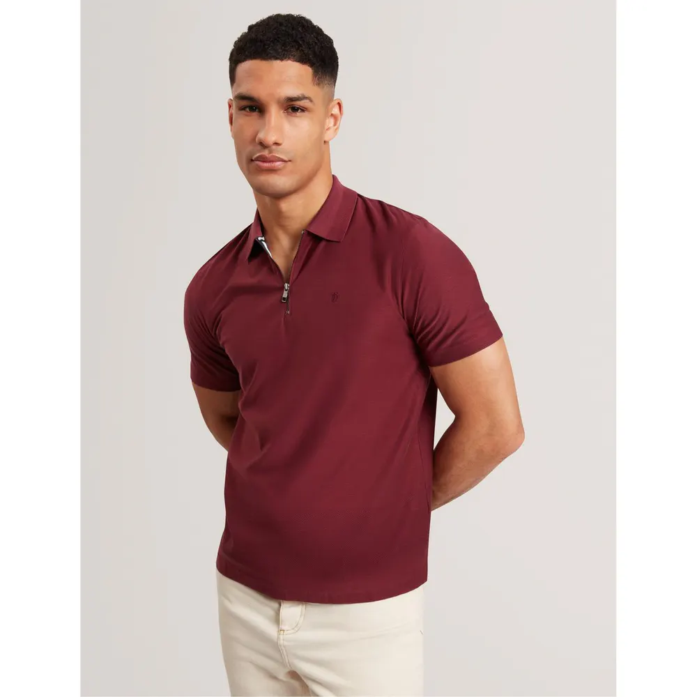 Ted Baker Men's Textured Zip Short Sleeve Polo Shirt detail 2