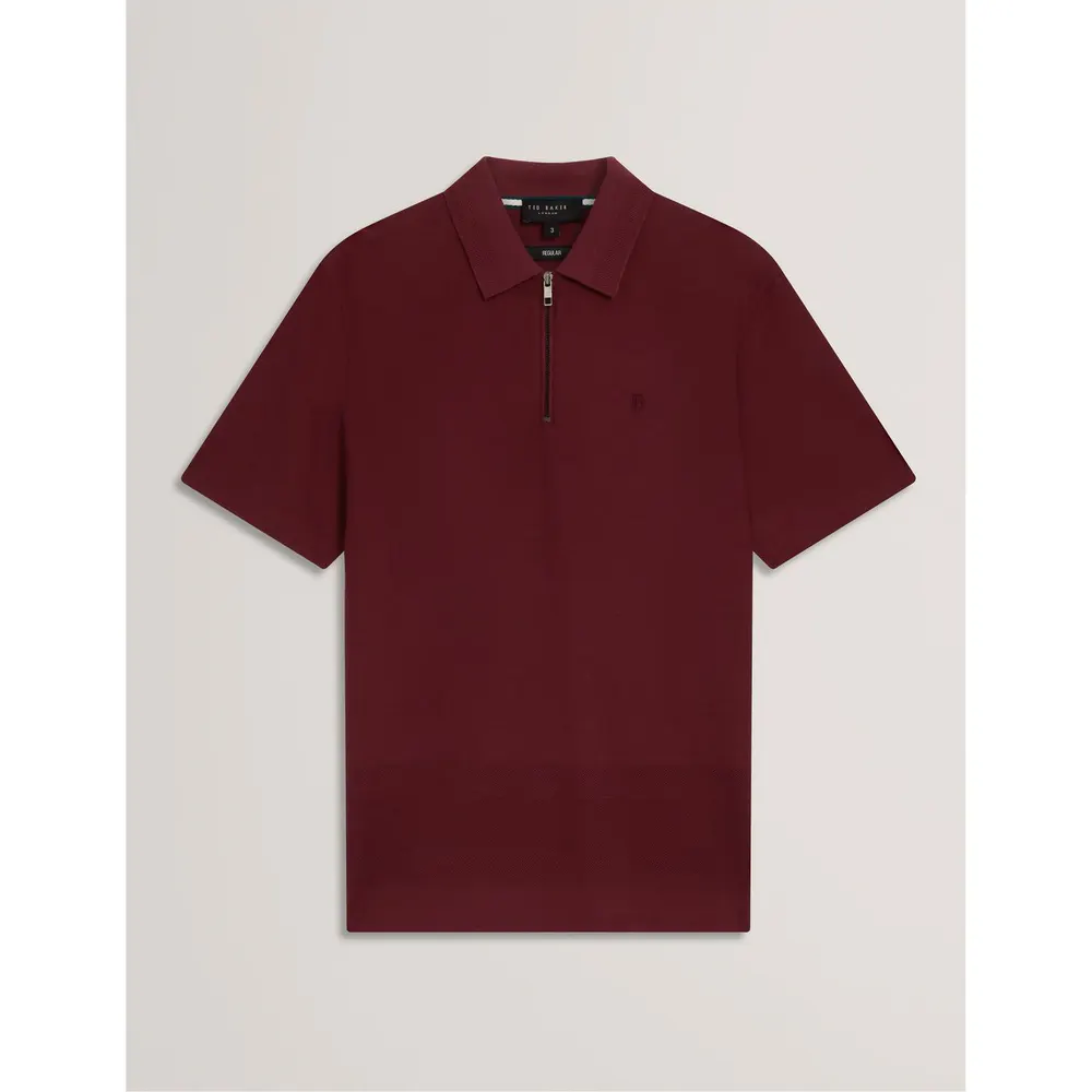 Ted Baker Men's Textured Zip Short Sleeve Polo Shirt